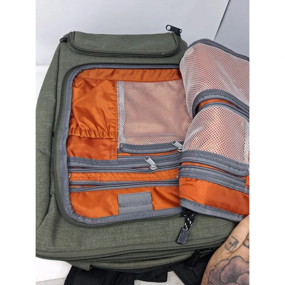 eBags Professional Slim junior Laptop Backpack Green Orange Interior. U